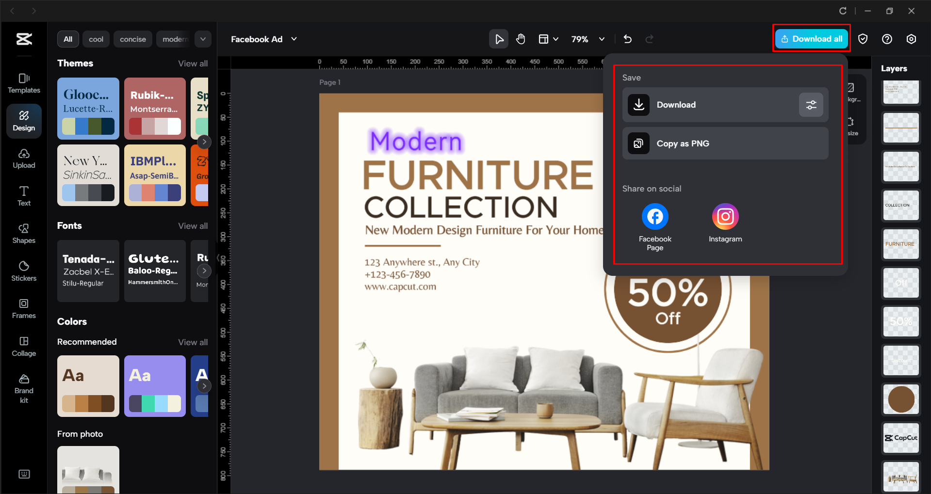 Exporting the Facebook ad from the CapCut desktop video editor