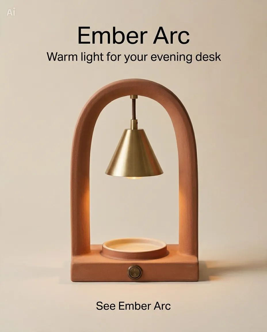 A close product view of the Ember Arc candle warmer against a warm neutral backdrop.