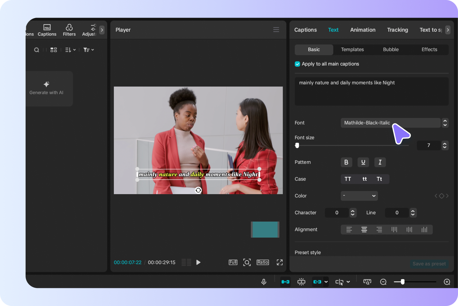 Edit and customize highlighted captions in CapCut