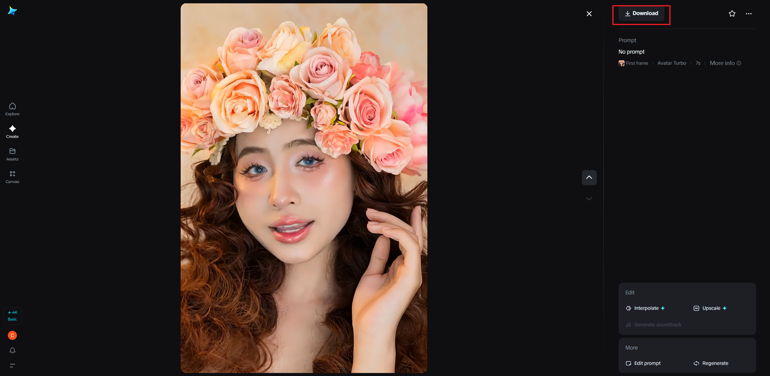 Export the avatar video