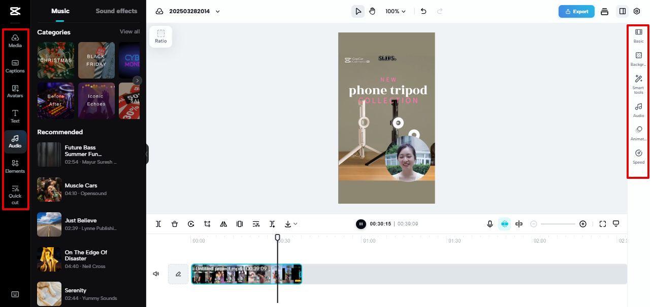 Editor de vídeos Pippit