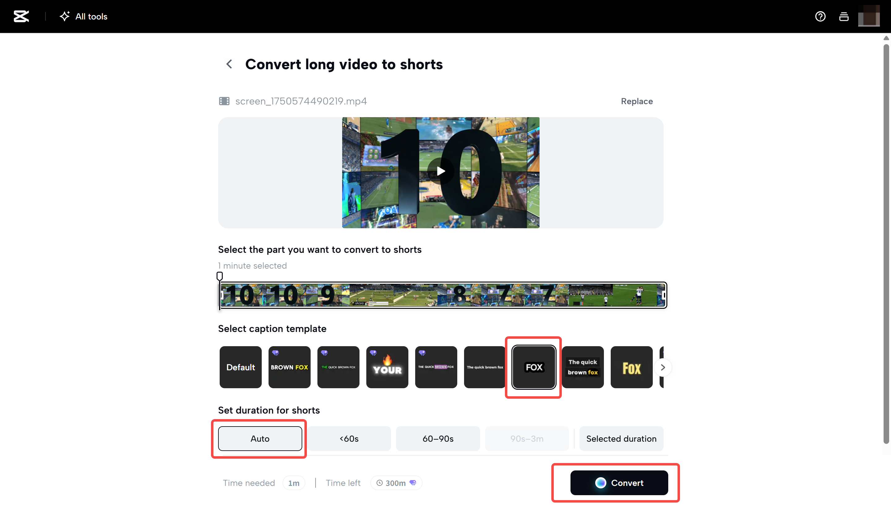 Ein langes Video mit CapCut Web in Shorts umwandeln