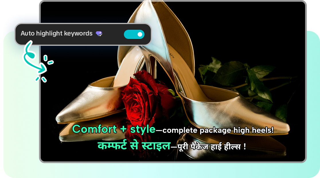 Hindi to English auto captions and bilingual support