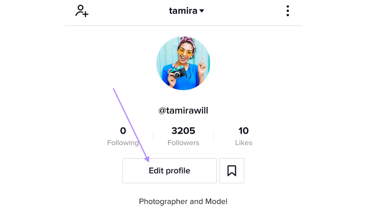 editează profilul TikTok