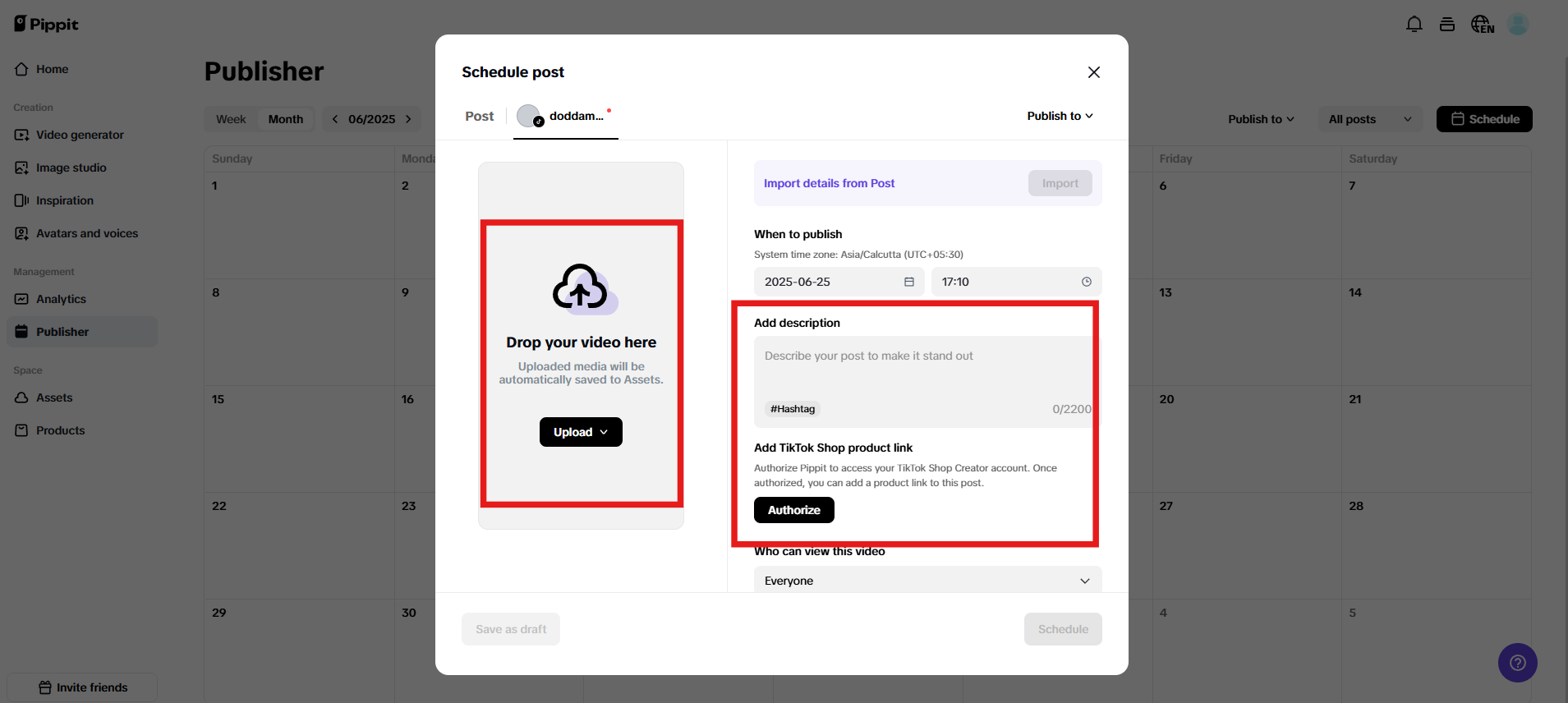 Create a post for your account