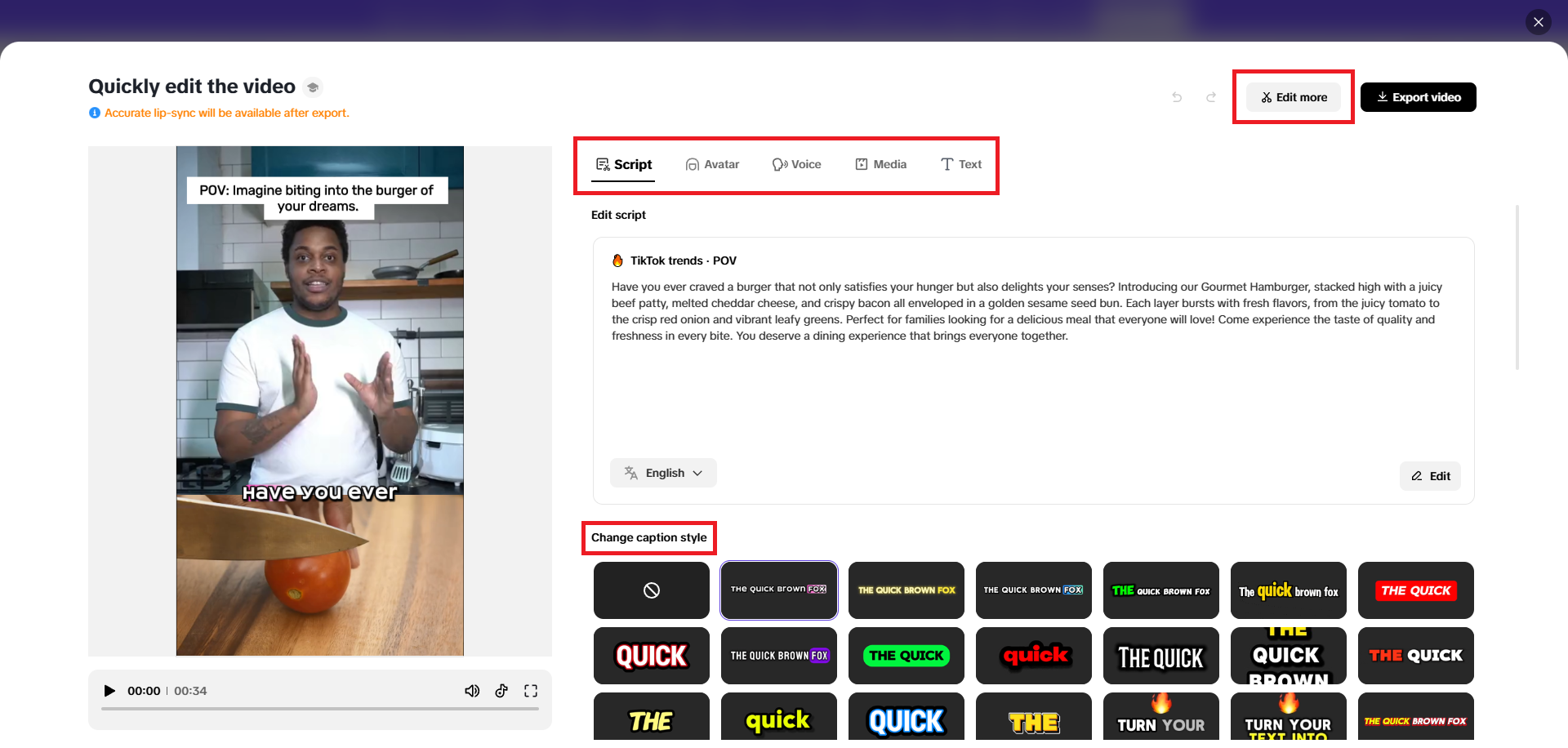 Perform any quick changes to your video