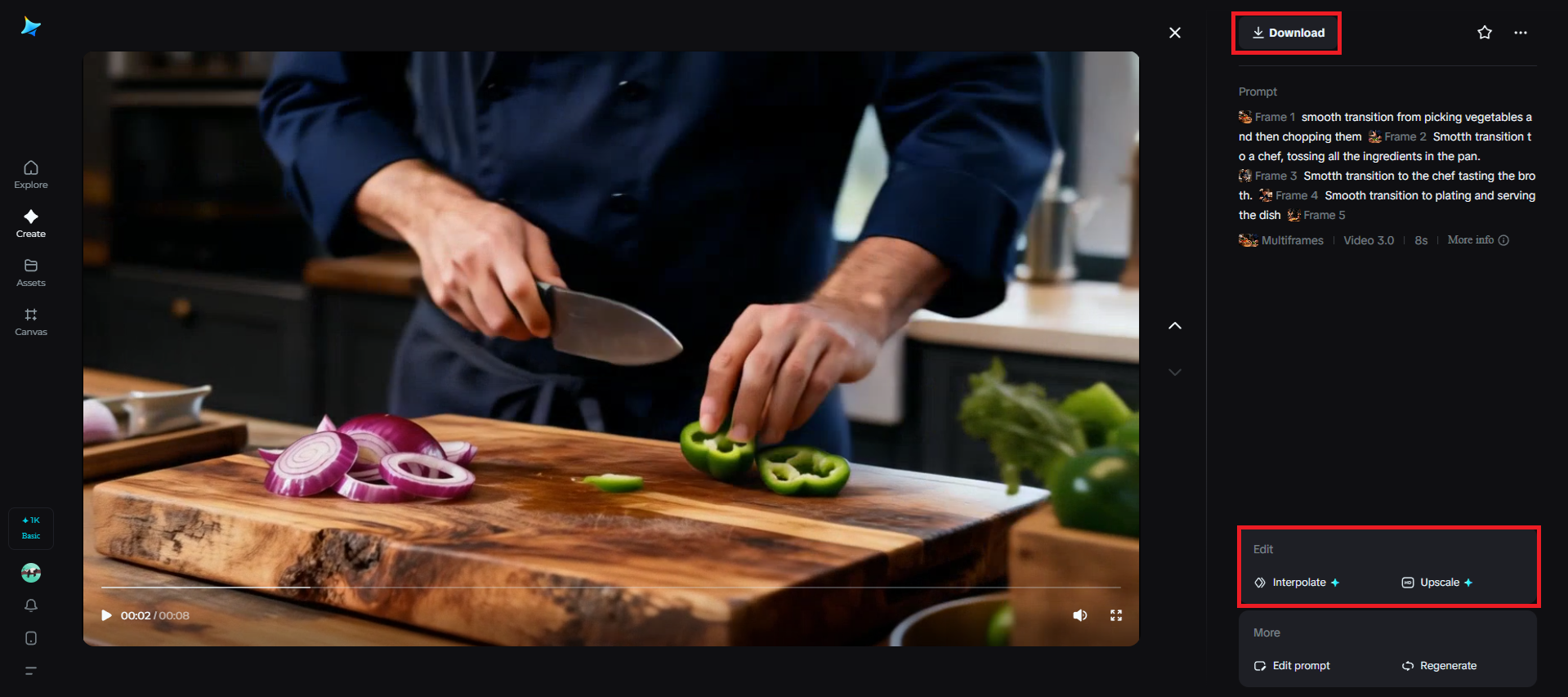 Enhance and download your cinematic video