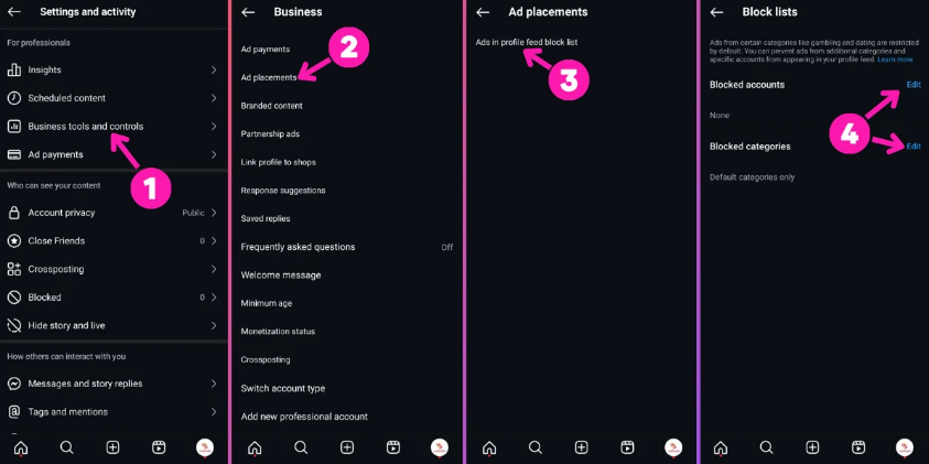 Block specific ad accounts and categories