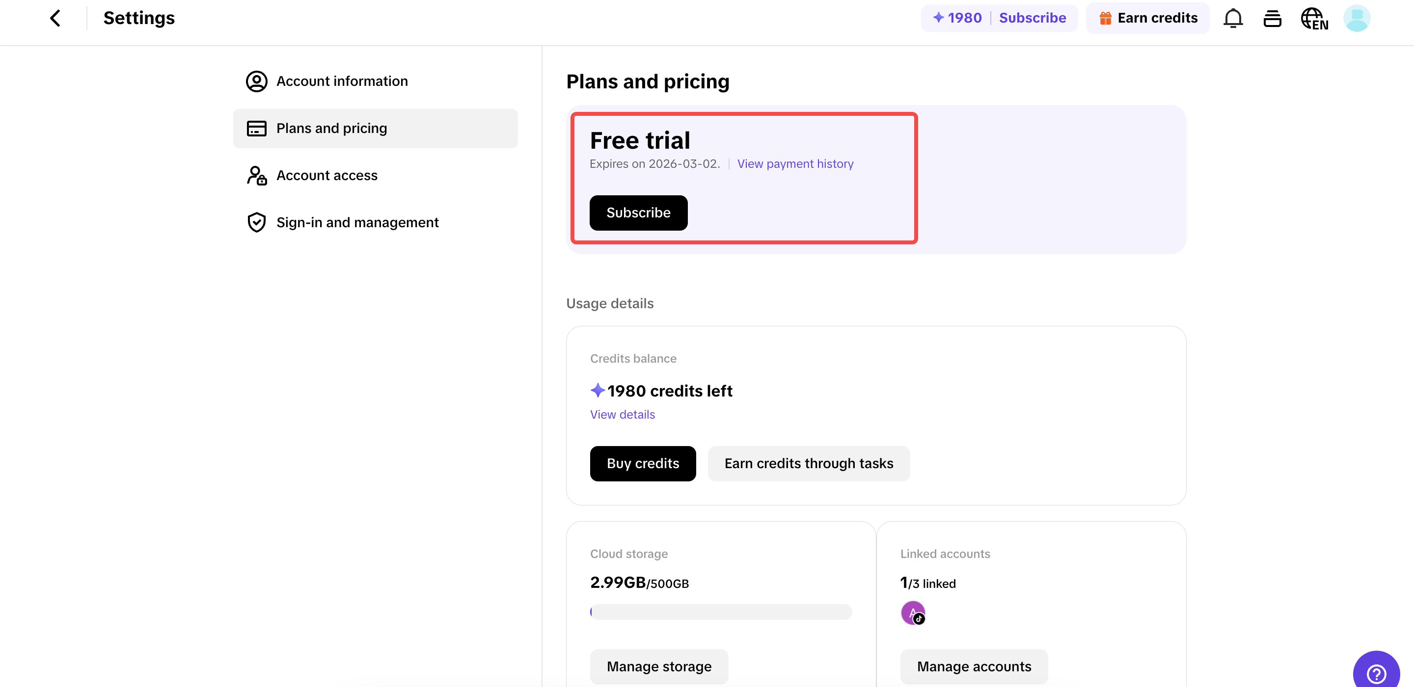 Check your credit expiration date