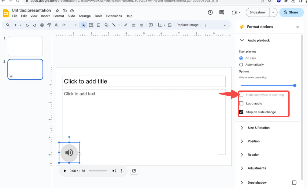 Configure audio settings