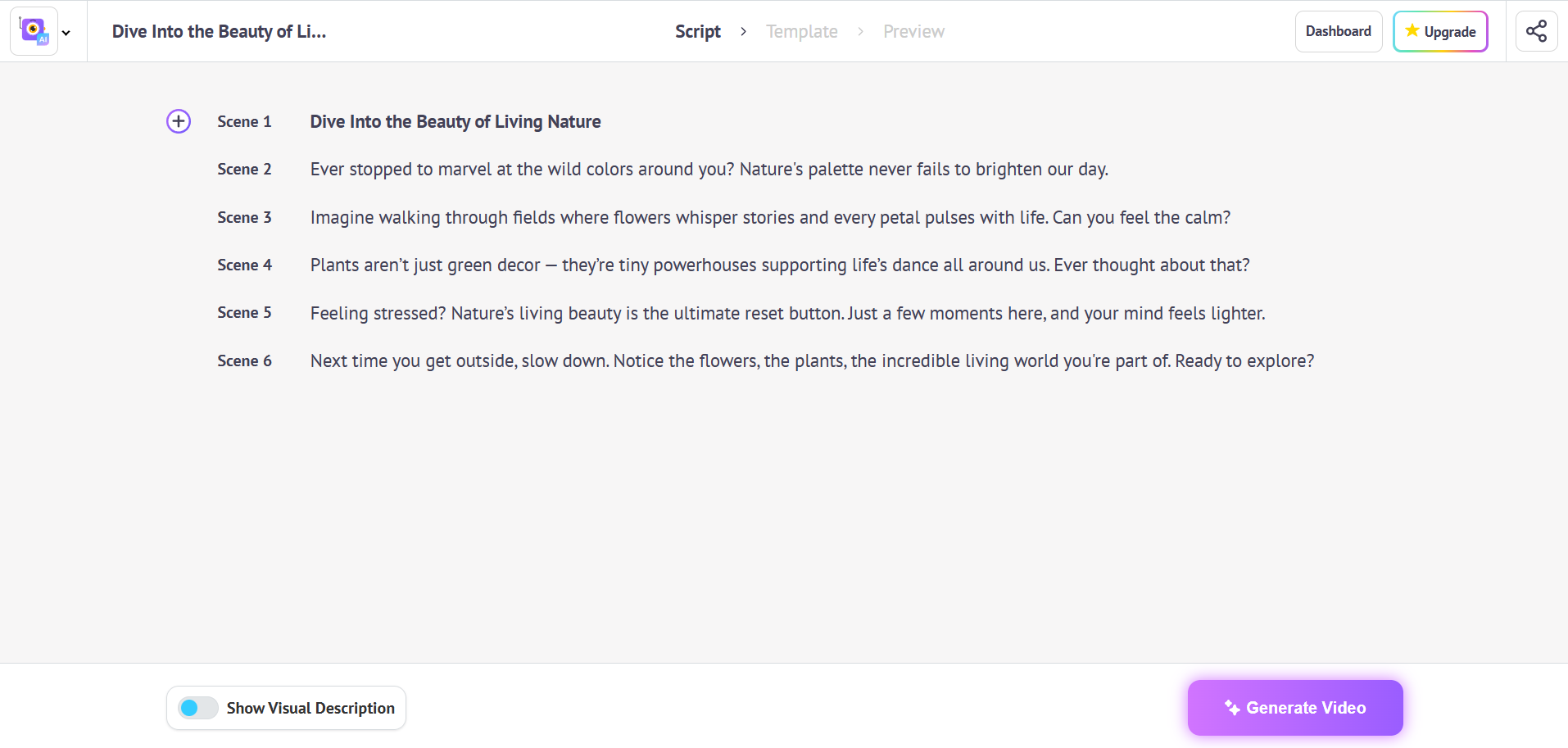 Ingresa el guion y genera un video.