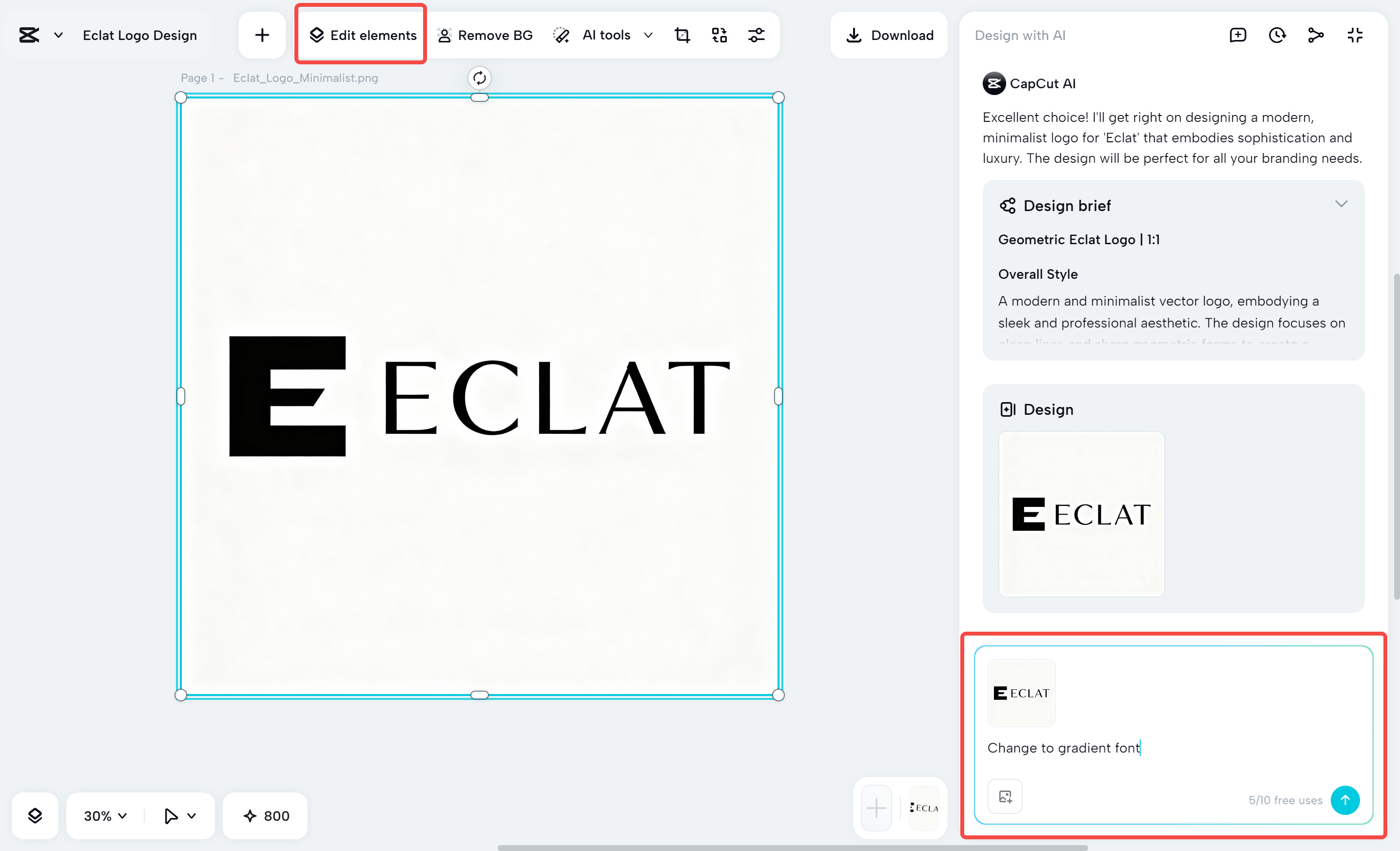Customizing the brand logos with the CapCut desktop video editor