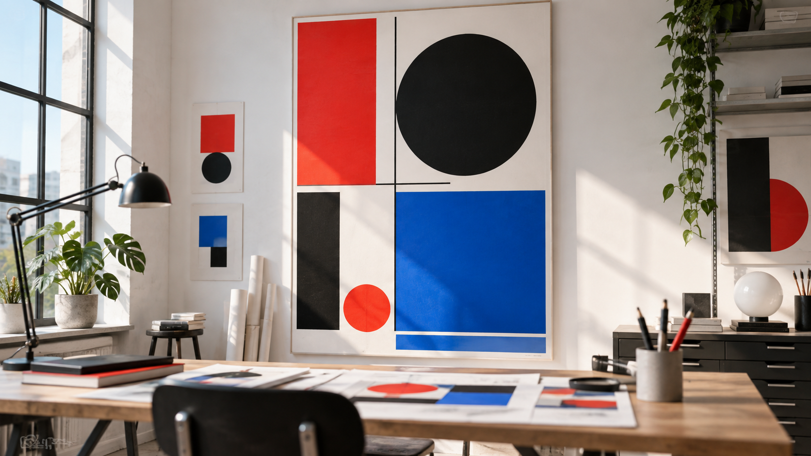 AI Swiss design poster prompts feature — Build the core visual