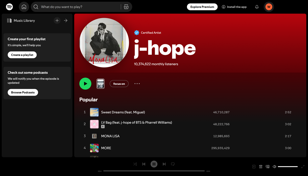 J-Hope - Artis K-pop yang paling banyak diputar di Spotify, menghadirkan musik berenergi tinggi