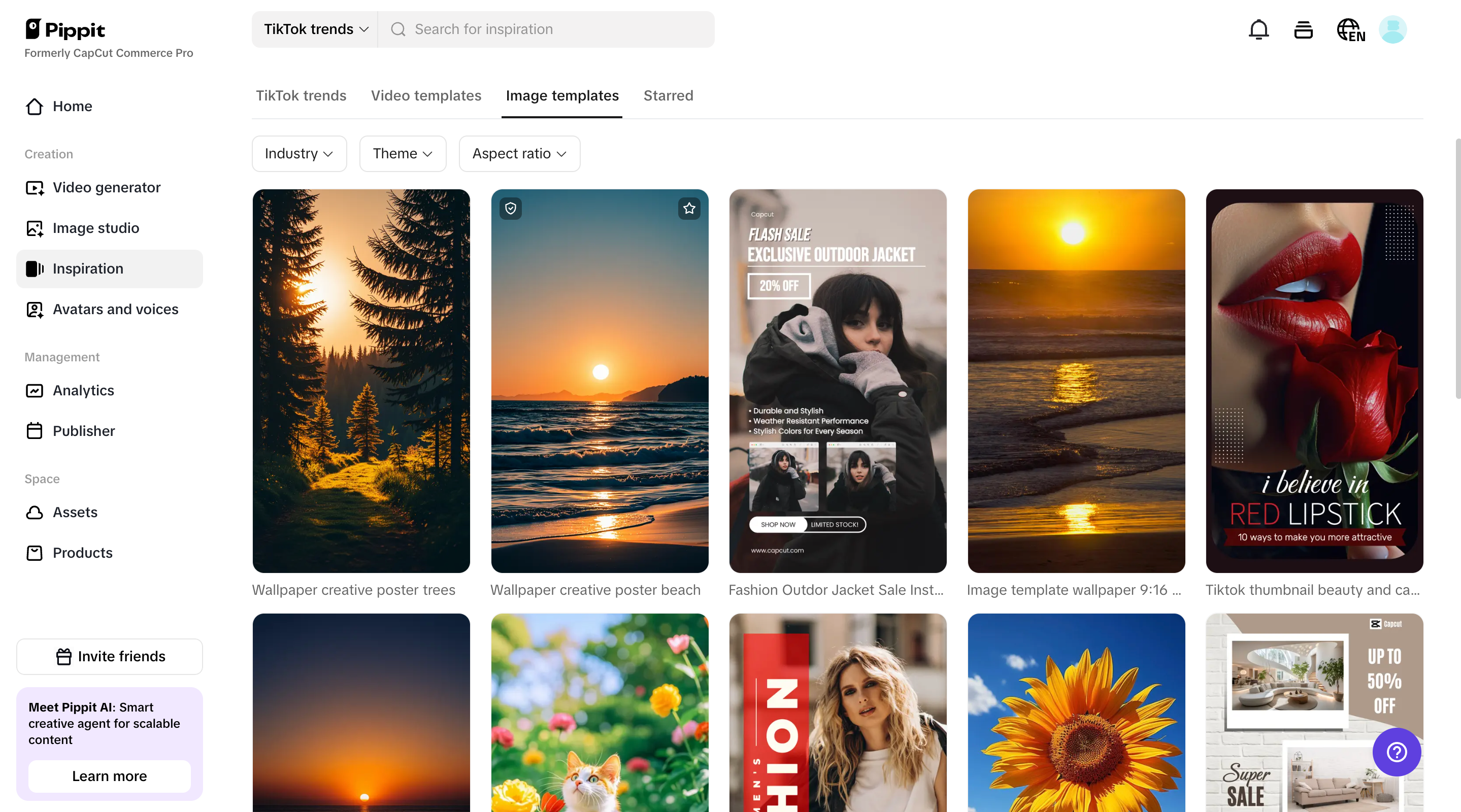 Pippit's vast Image Templates