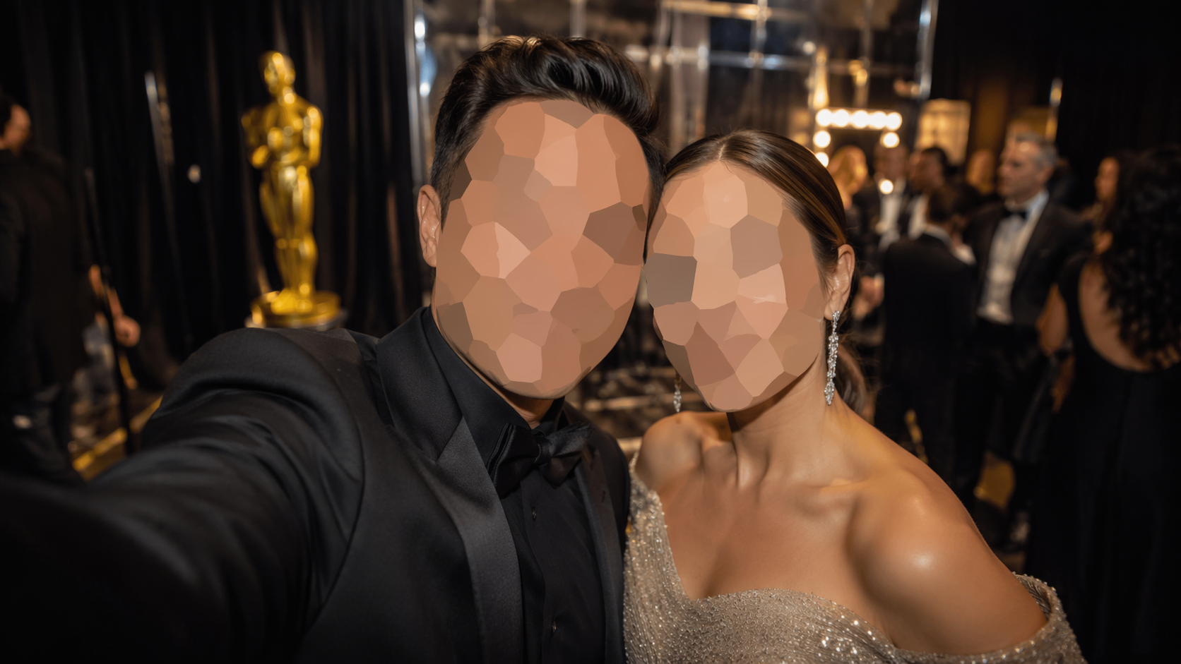 Dreamina Selfie With Celebrity prompt example 3: Backstage Gala Snapshot