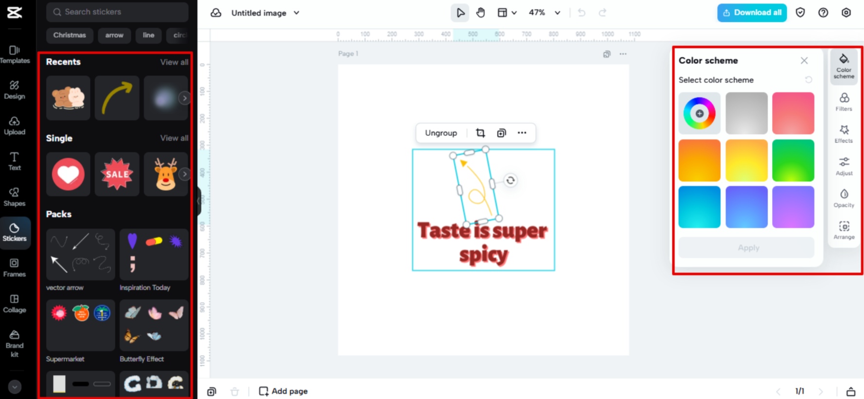 Stickers and shapes library CapCut Web