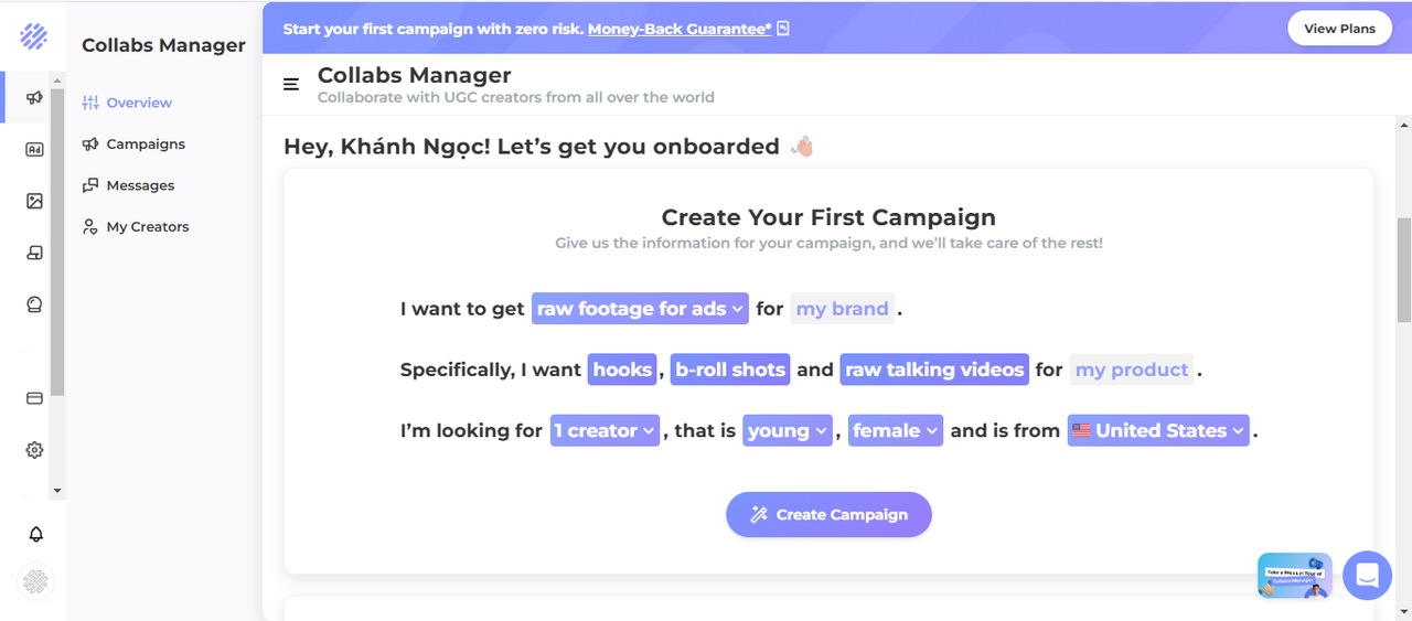 Create UGC video at Influee