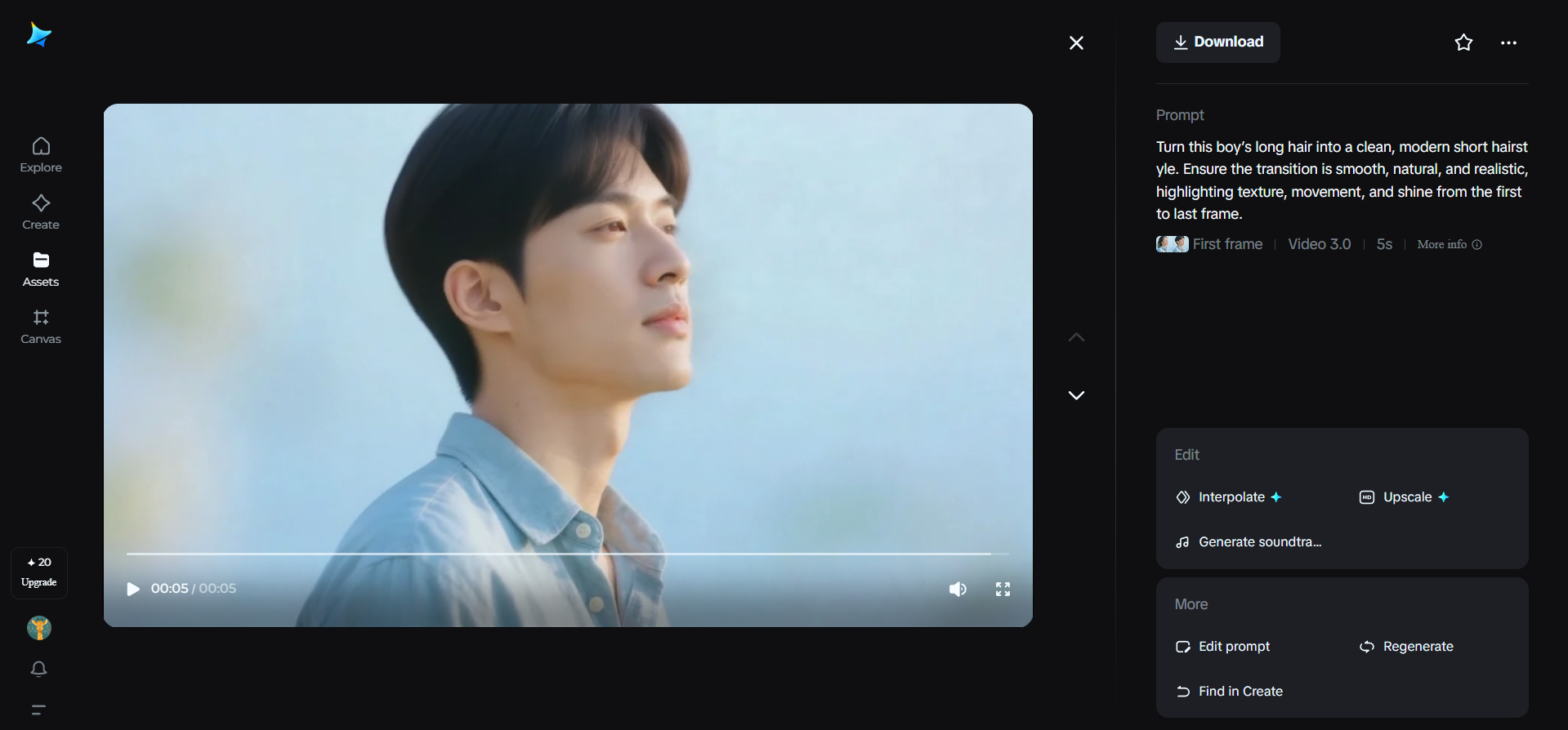 男性のロングからショートヘアビデオ