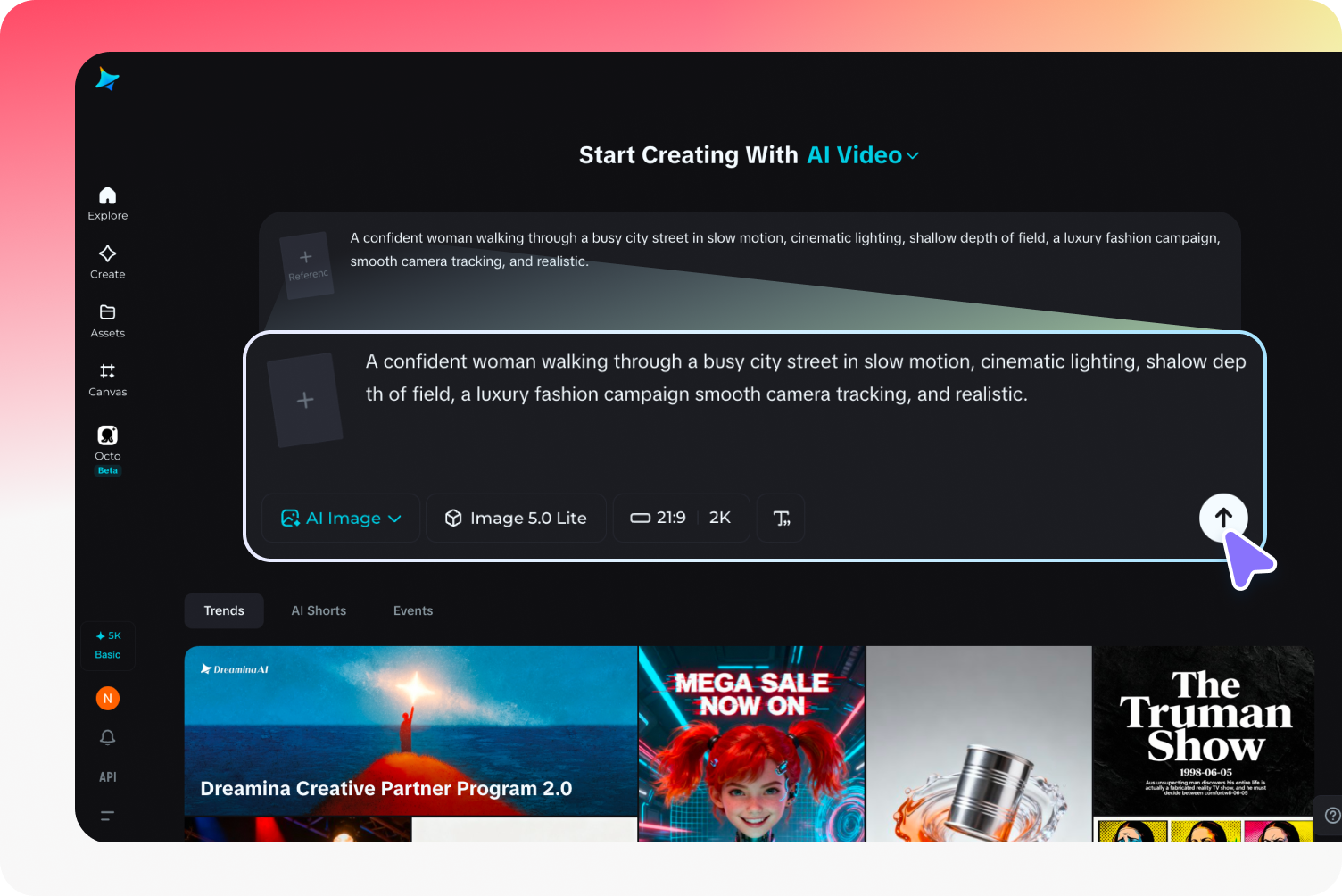  Write your prompt or upload an image