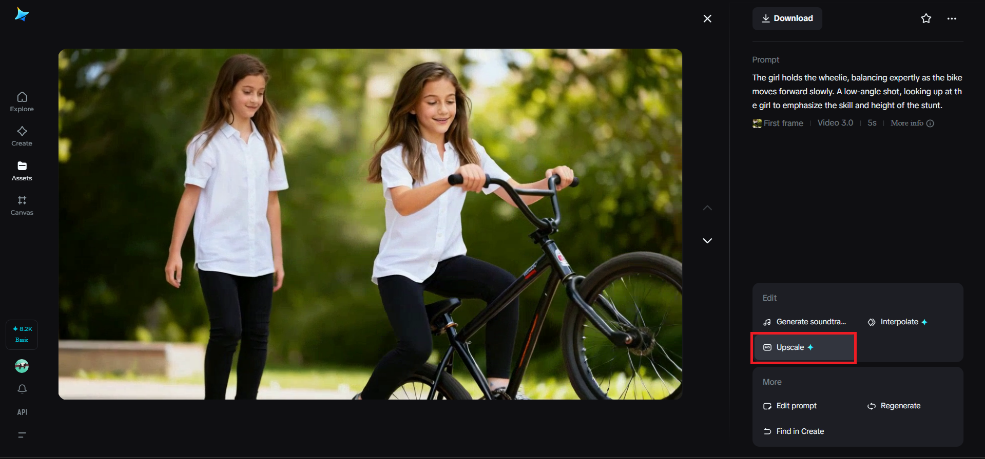 HD Upscale feature in Dreamina