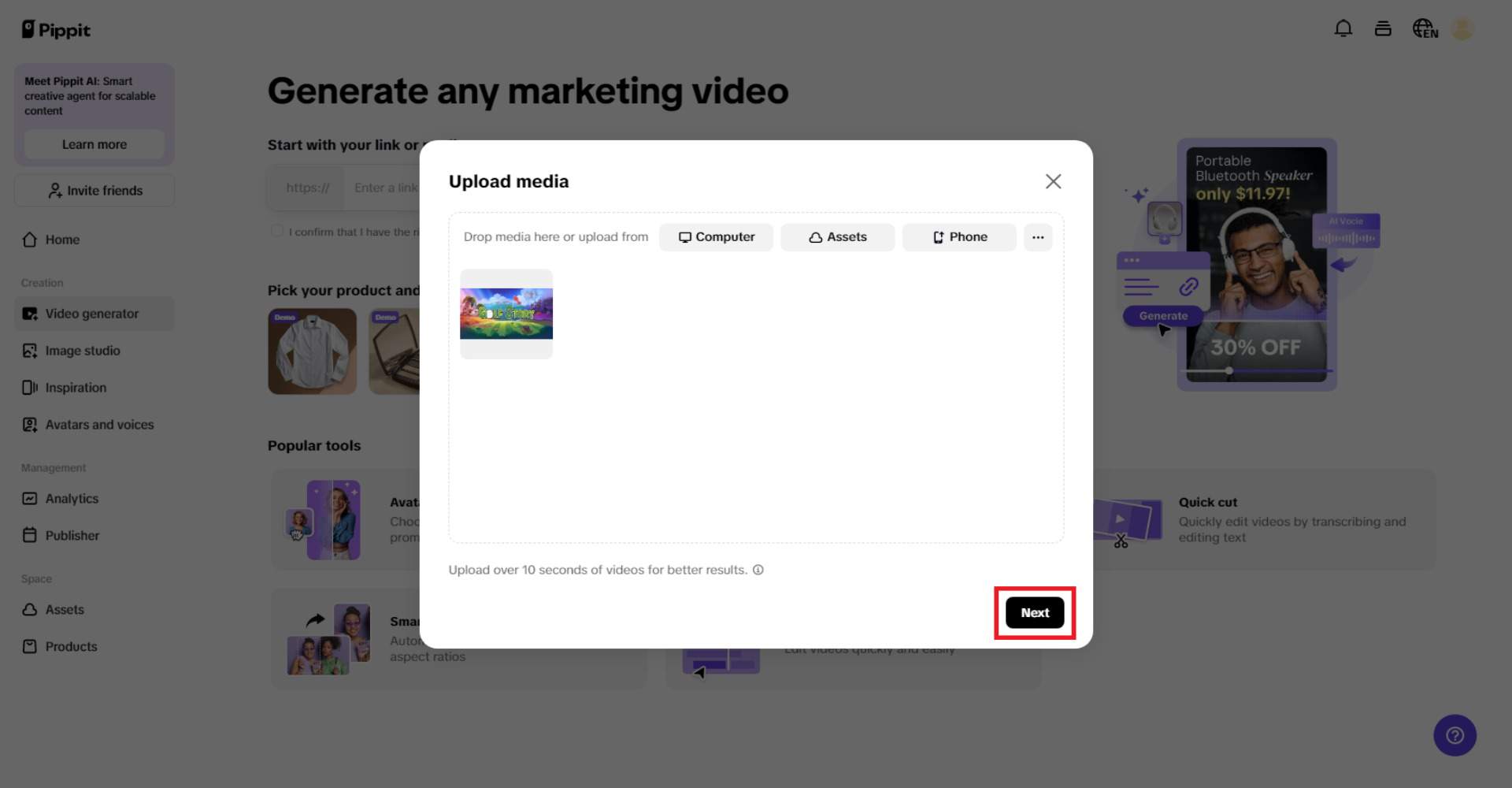 Upload a product photo