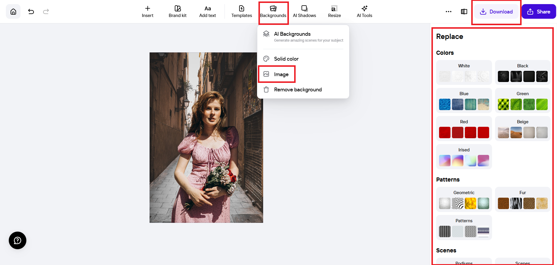 Add a new background and save