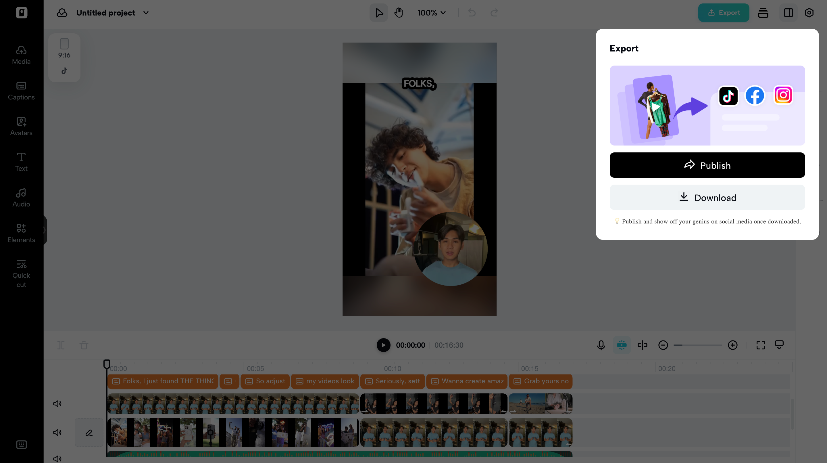 exporting video from Pippit