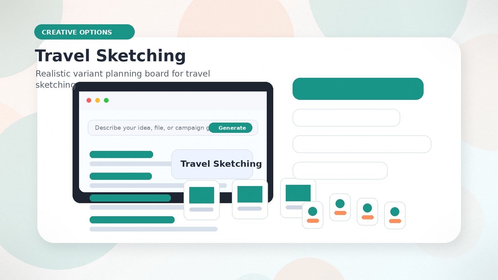 Travel Sketching realistic creative options visual for travel sketching
