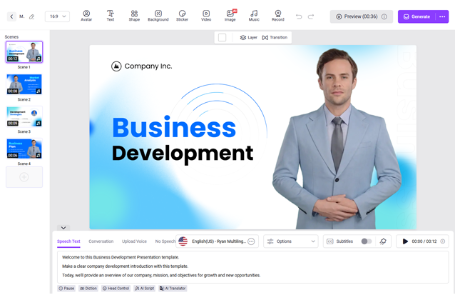 Interface von Vidnoz – ein weiterer kostenloser Generator für KI-Anchors.