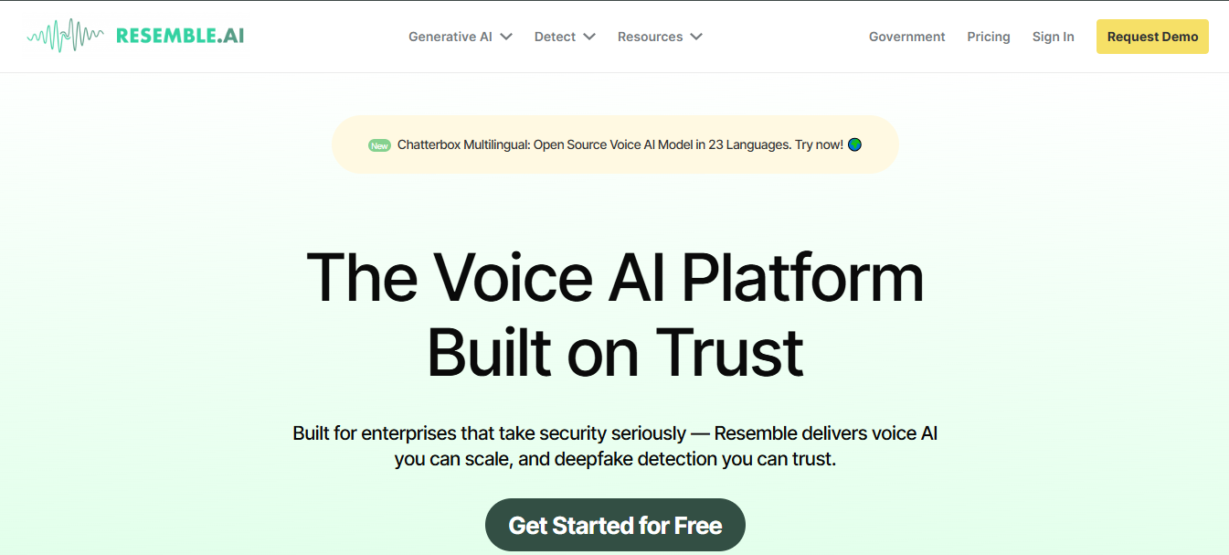 IA para fazer deepfake do Resemble AI