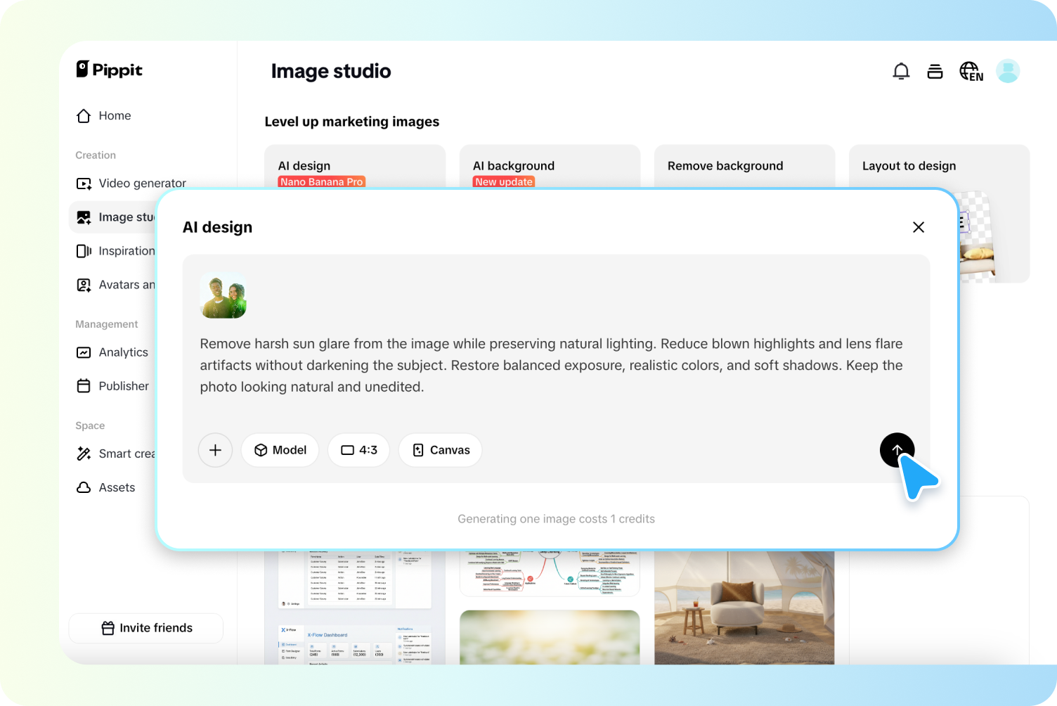 Removing glare from a photo with AI