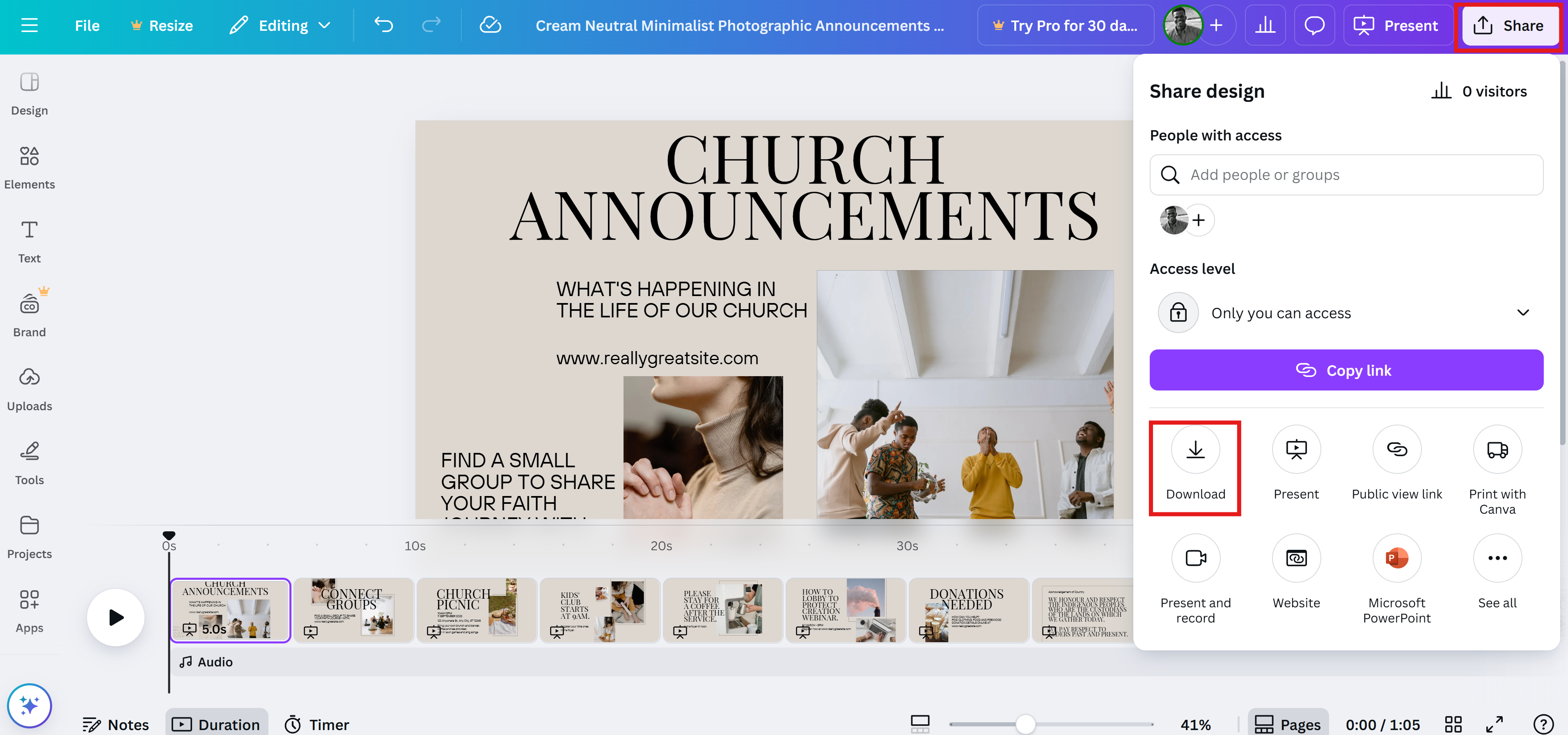 Canva: Church flyer idea