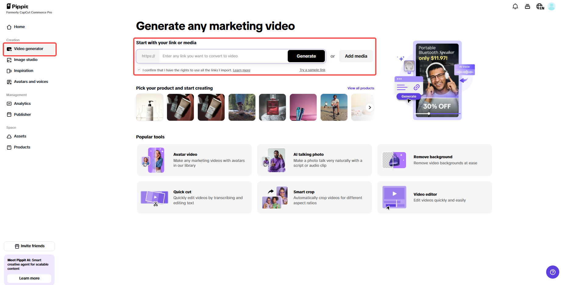 Insert the event link and generate