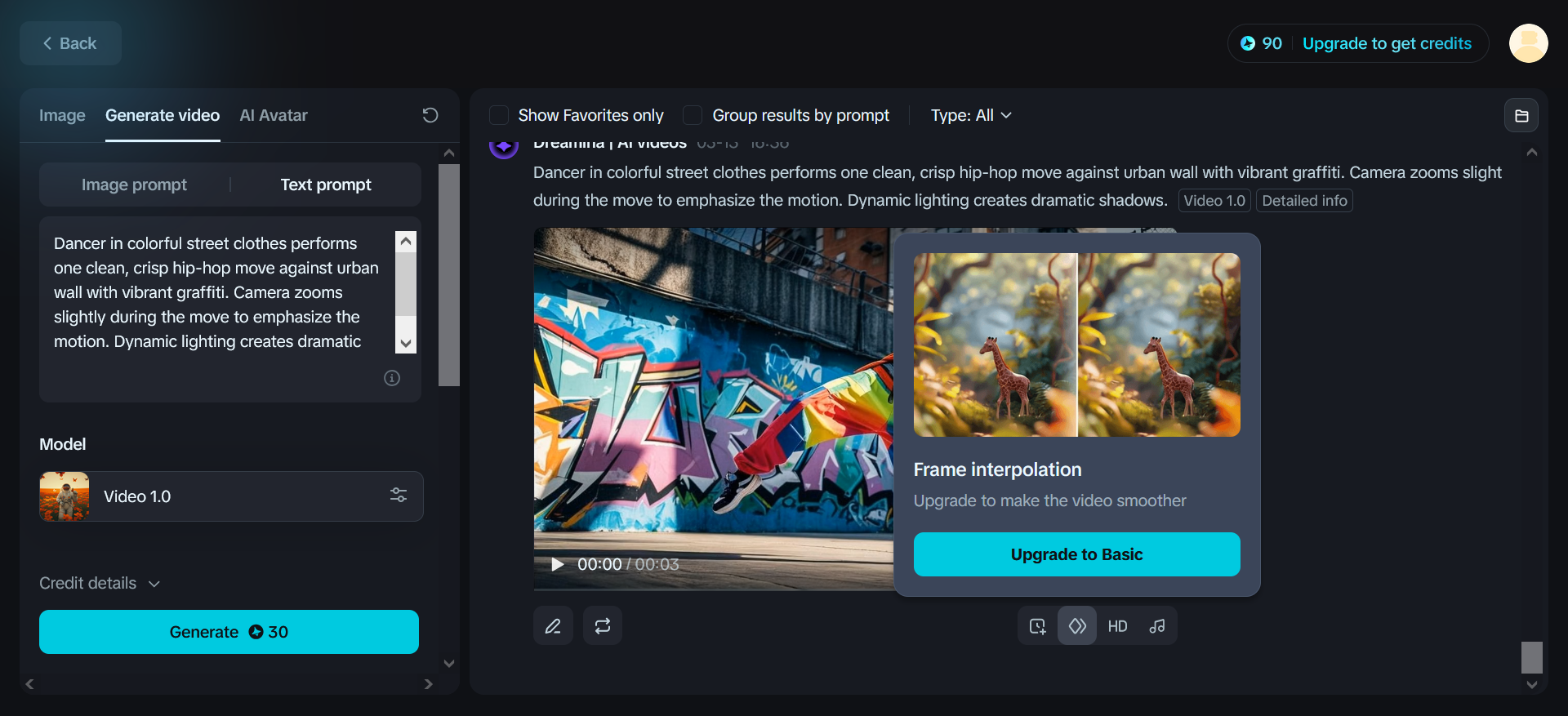 Frame interpolation