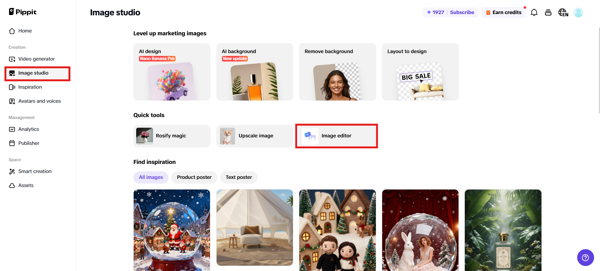 Truy cập Image editor