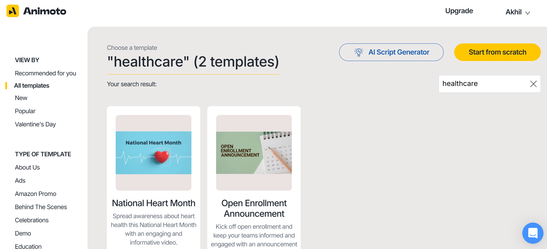 Interface ng Animoto