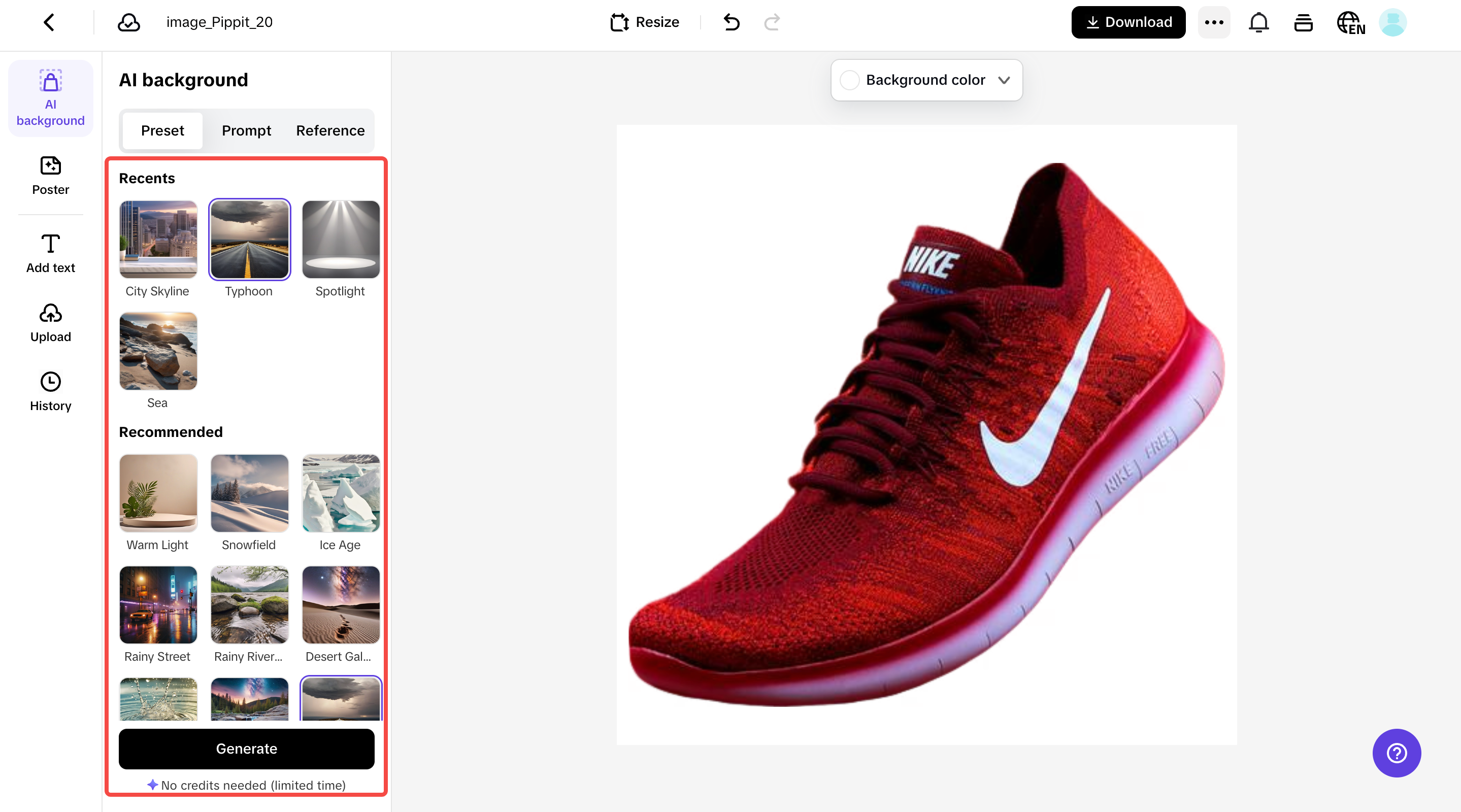 Generate backgrounds with AI