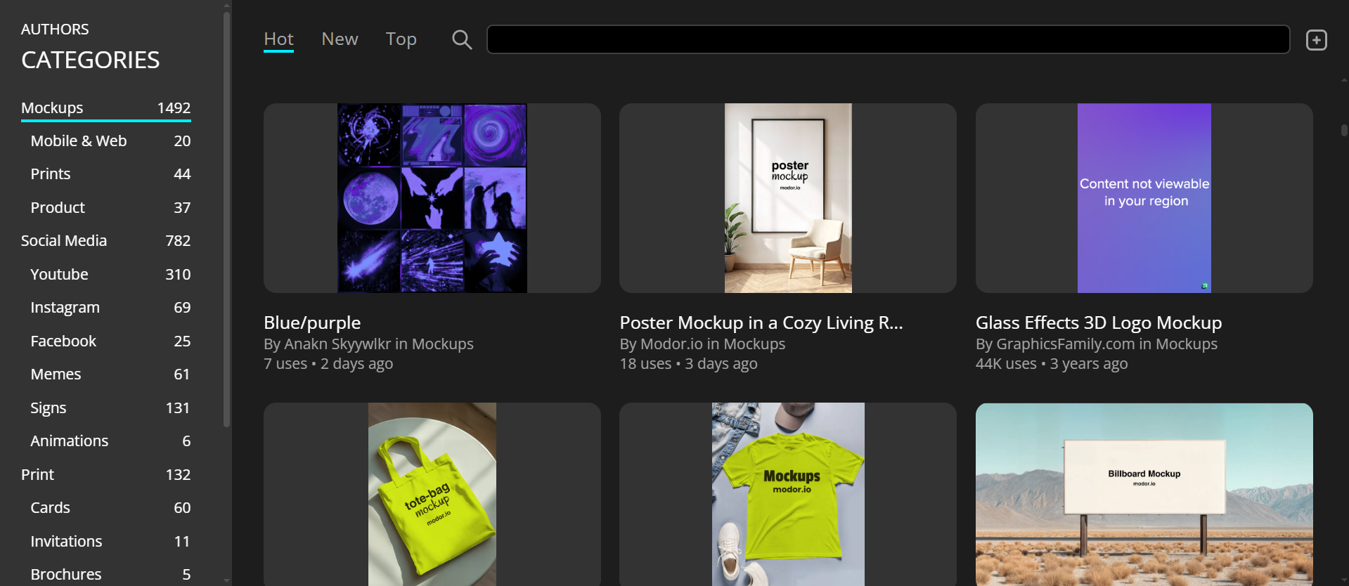 Interface of Photopea to get free PSD templates