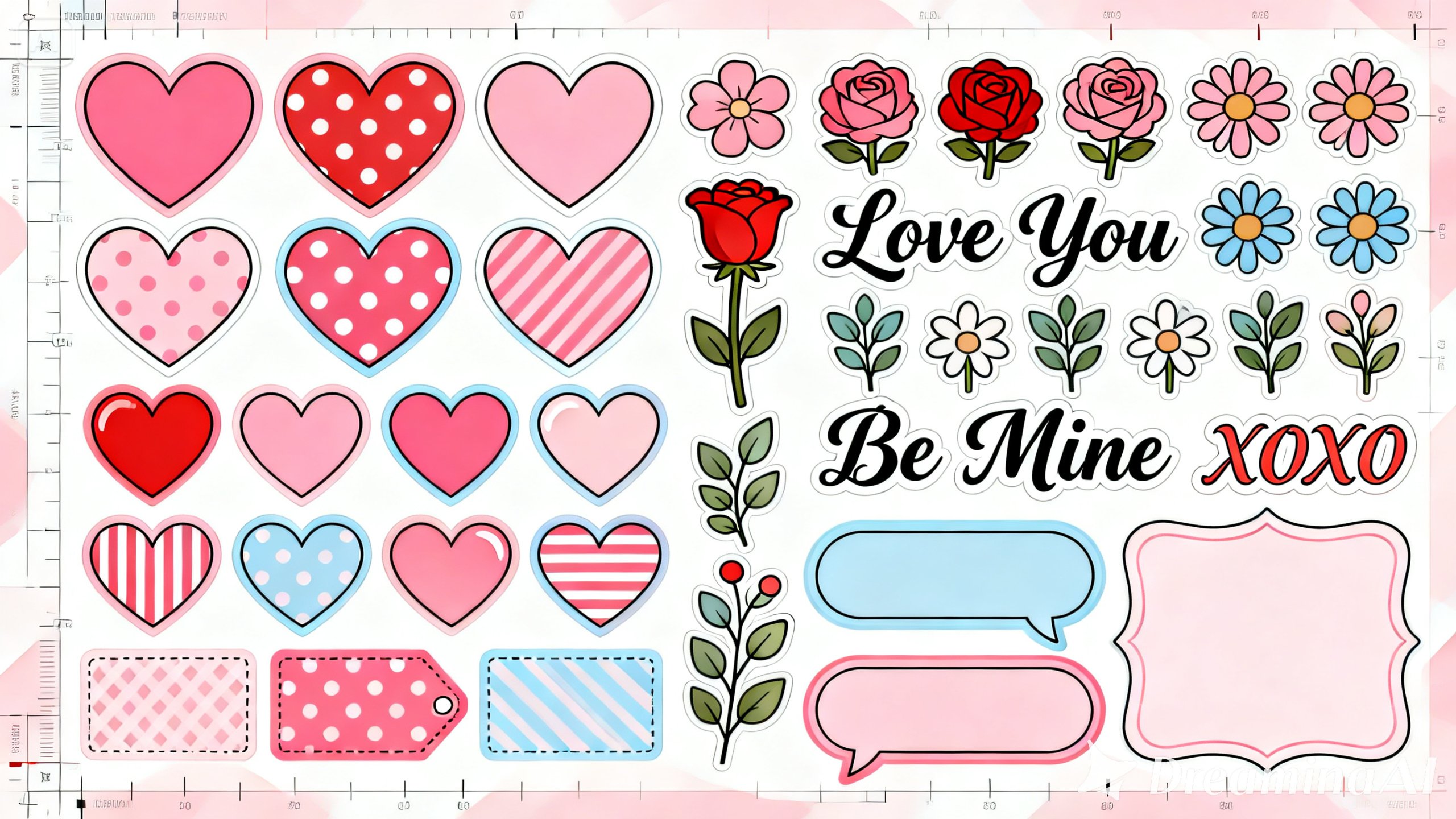Valentine stickers for SIY projects
