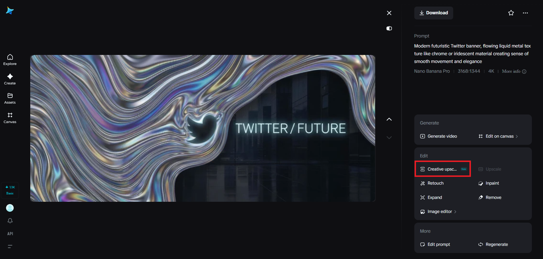 ฟีเจอร์การเพิ่มความคมชัดแบบสร้างสรรค์ใน Dreamina