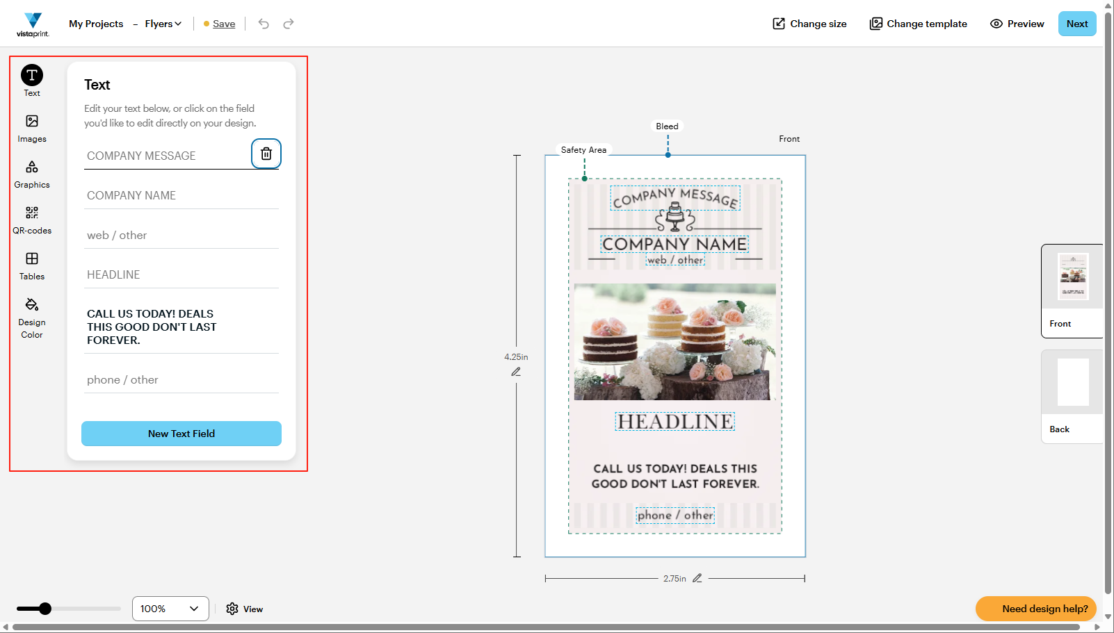 Modifica del tuo volantino