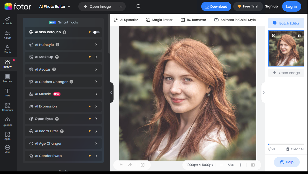 Fotor - bester Foto-Gesichtseditor online kostenlos