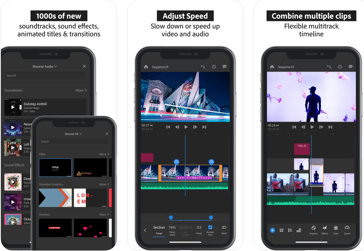 Interface of Premiere Rush - one of the best video editors for YouTube