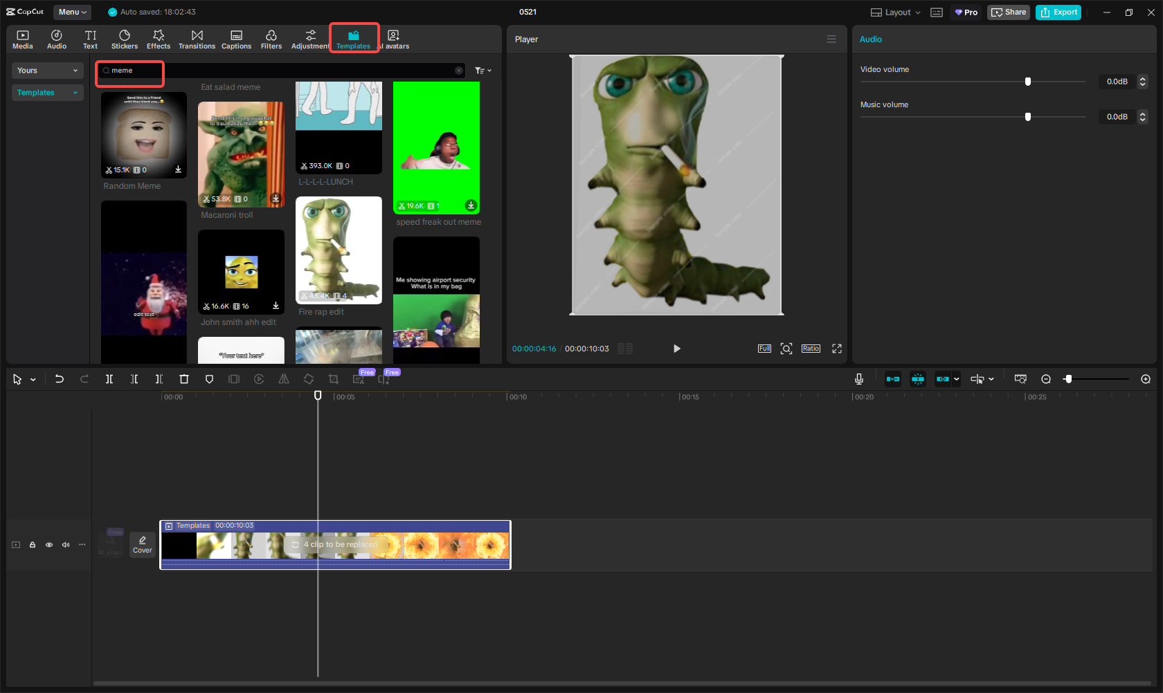 Search for meme templates