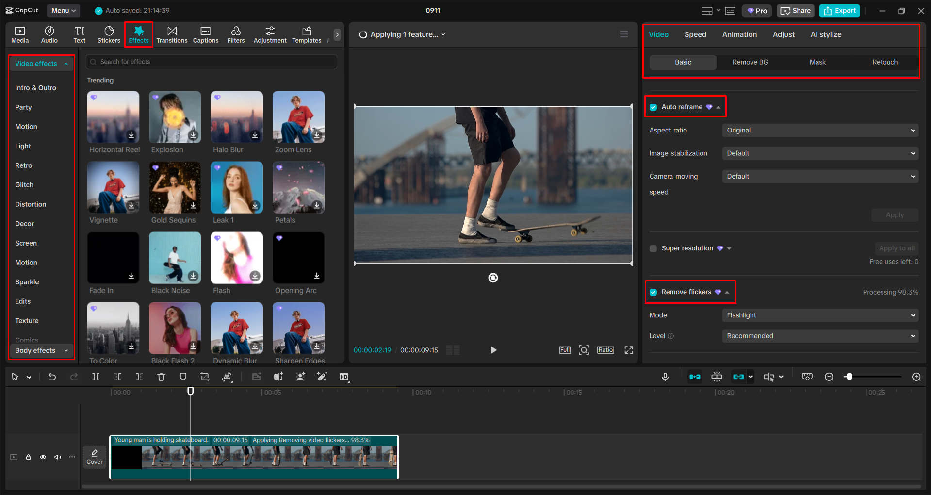Verfeinern des Videos mit dem CapCut Desktop-Video-Editor