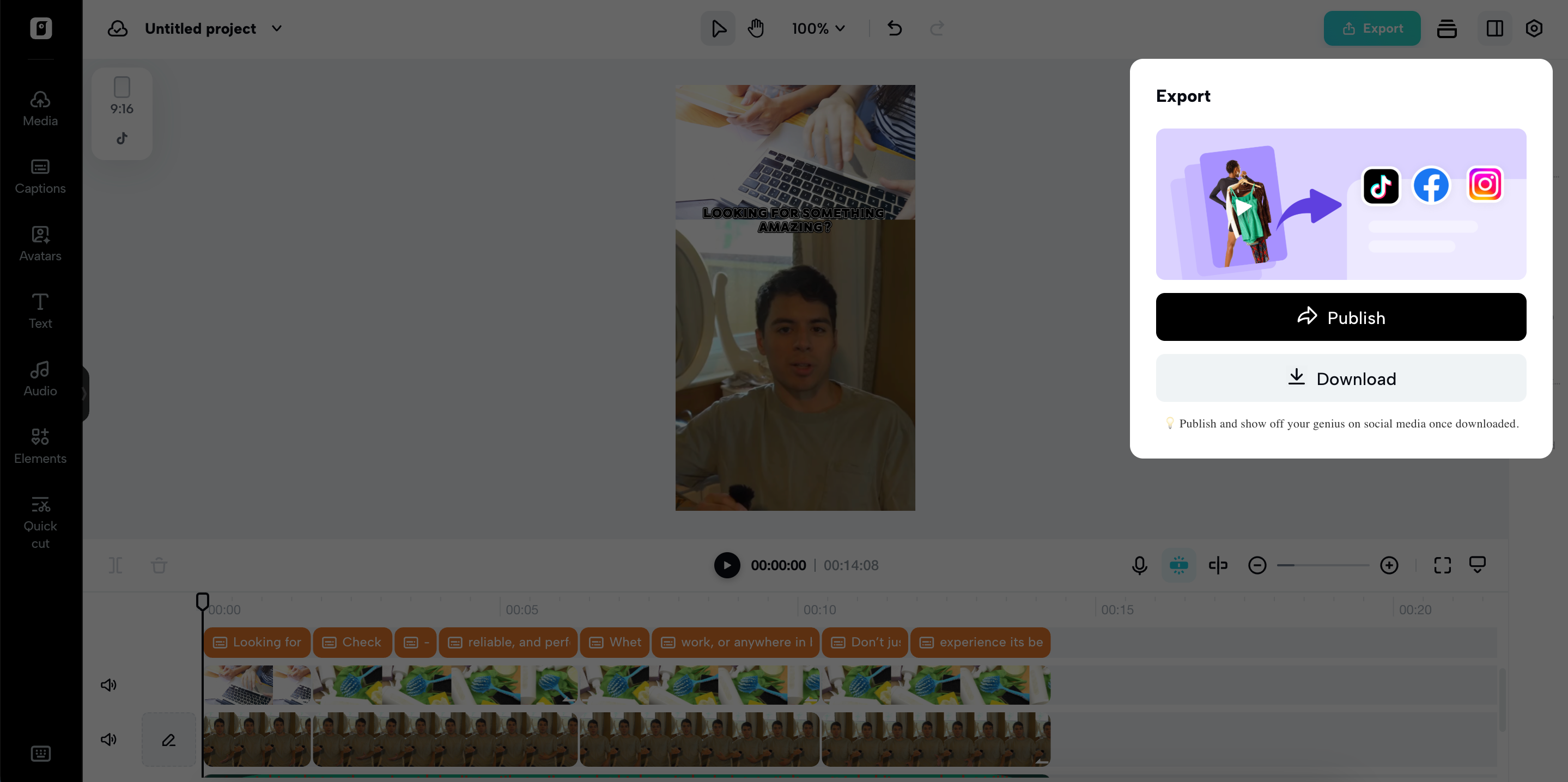 Export the product video
