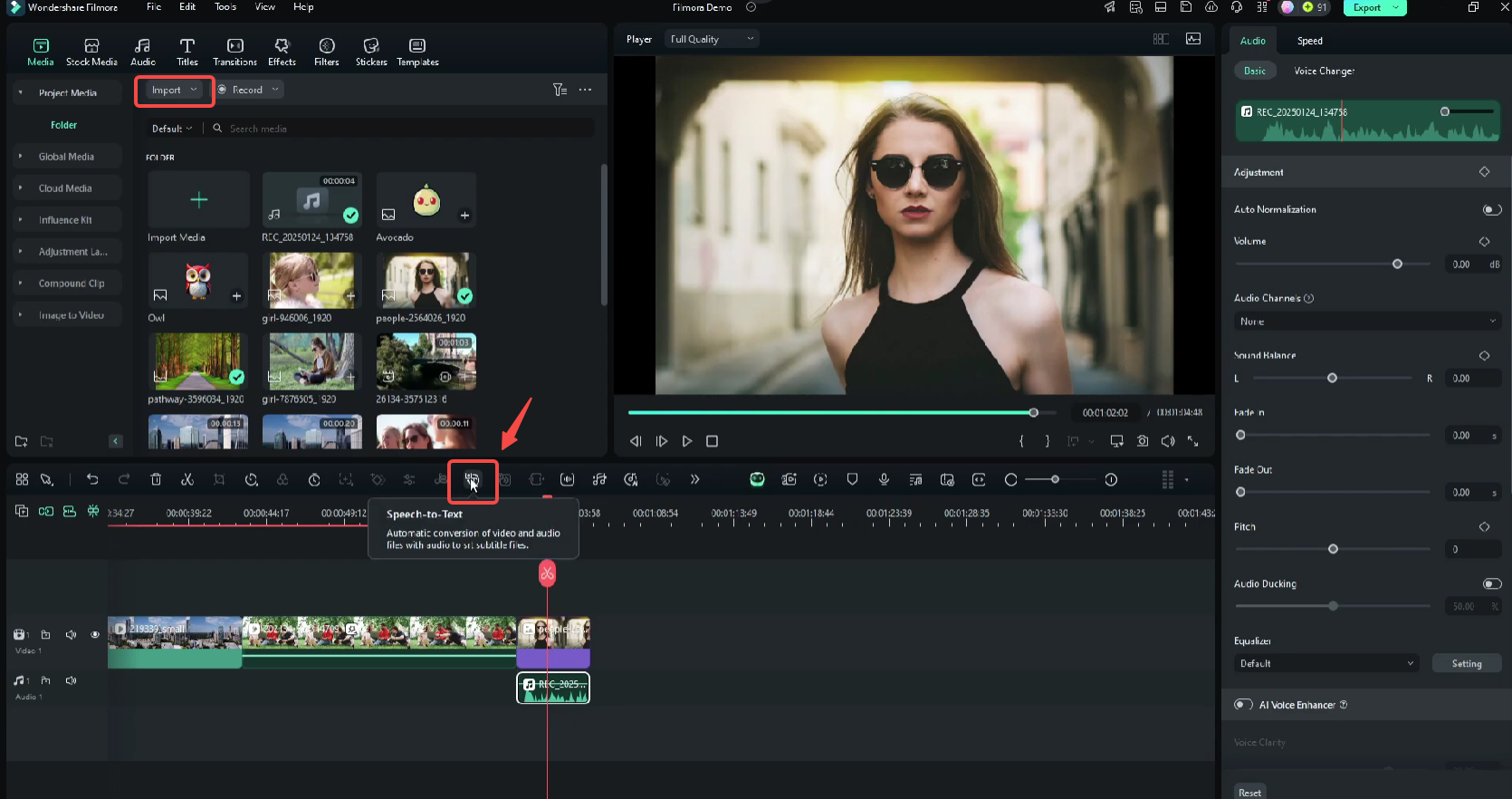 Import a new project into Filmora
