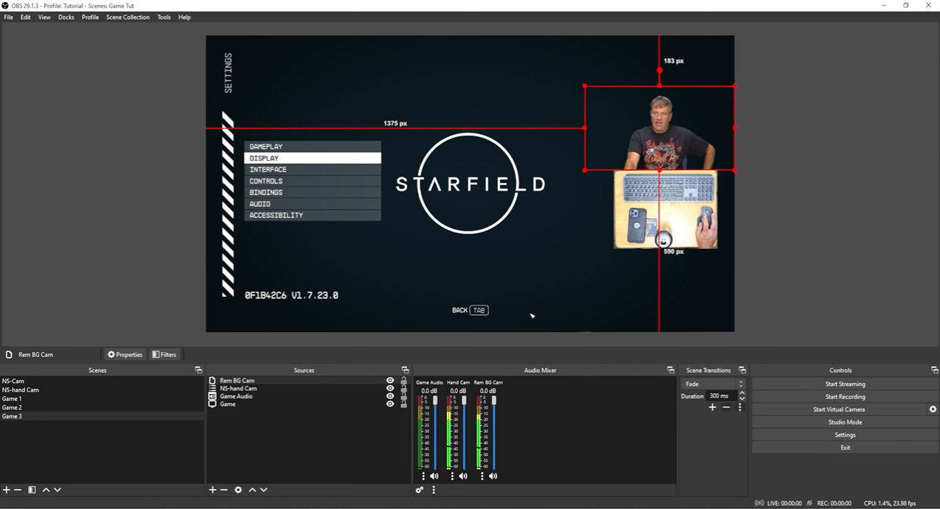 Interface of OBS Studio - the popular multicam video recorder