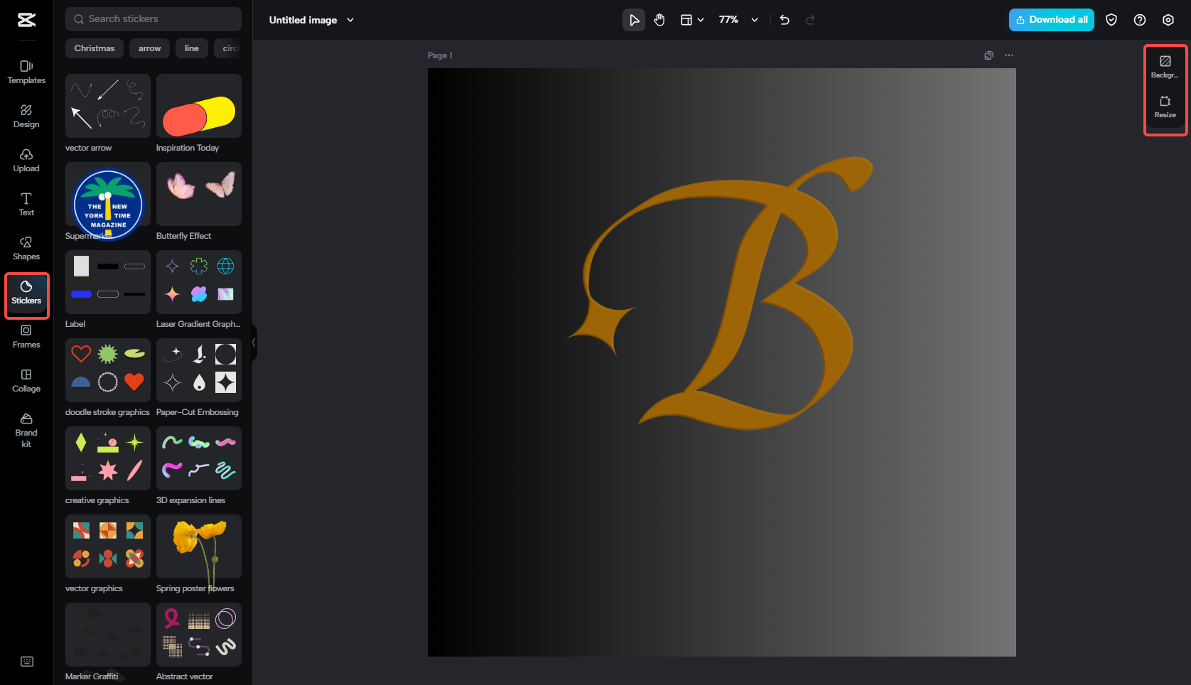 Agregue pegatinas personalizadas como alfabetos de logotipo